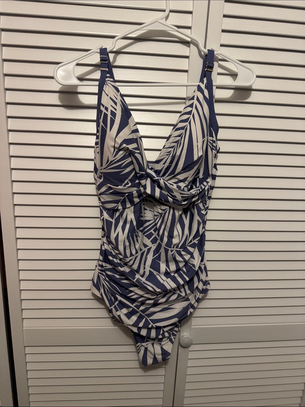 Calvin Klein Navy and White Palm Print One-Piece Swimsuit 14